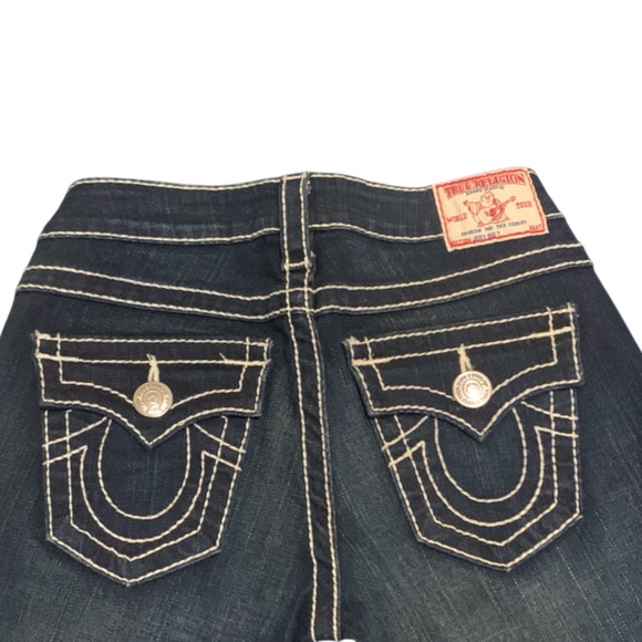 True Religion Women’s Joey Big T Twisted Flare Dark Denim Jeans - Size 25 NWOT - Picture 3 of 12